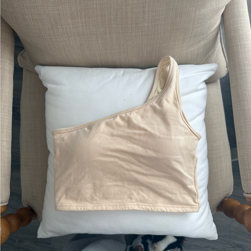 Klassy Network One-Shoulder Cream Top